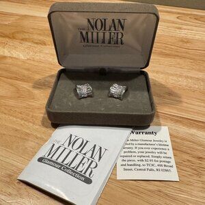 Vtg Nolan Miller Earrings Explosive Hoop Baguette Clear Rhinestone Box Pierced